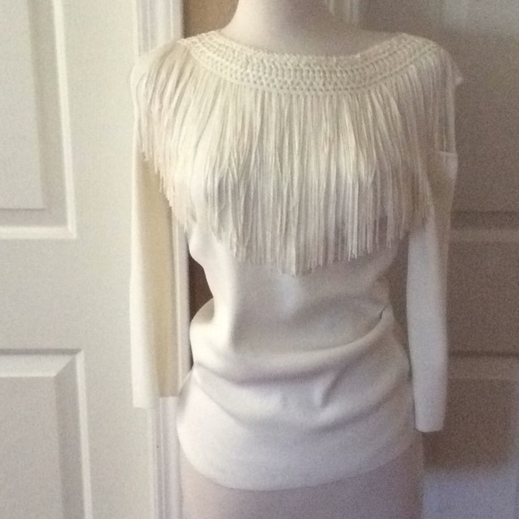 Venini Cream Long Sleeve Cutout Blouse - Picture 1 of 6